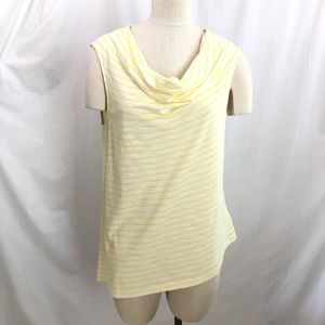 Jones New York Top Asymmetrical Stripe Cowl Neckline Sleeveless XL NWOT